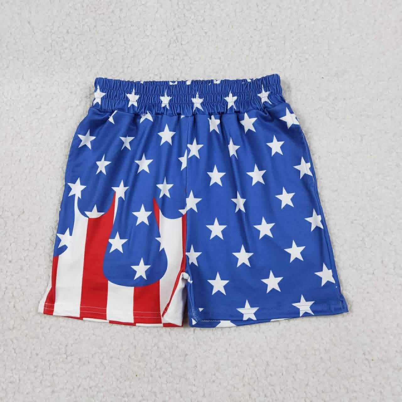 (Custom Design Preorder MOQ 5) Stars Blue Print Man 4th of July Bottom Shorts