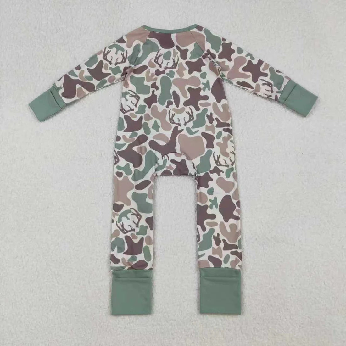 Sibling Baby Boys Hunting Deer Camo Pajama Set Zipper Romper Hoodie Top