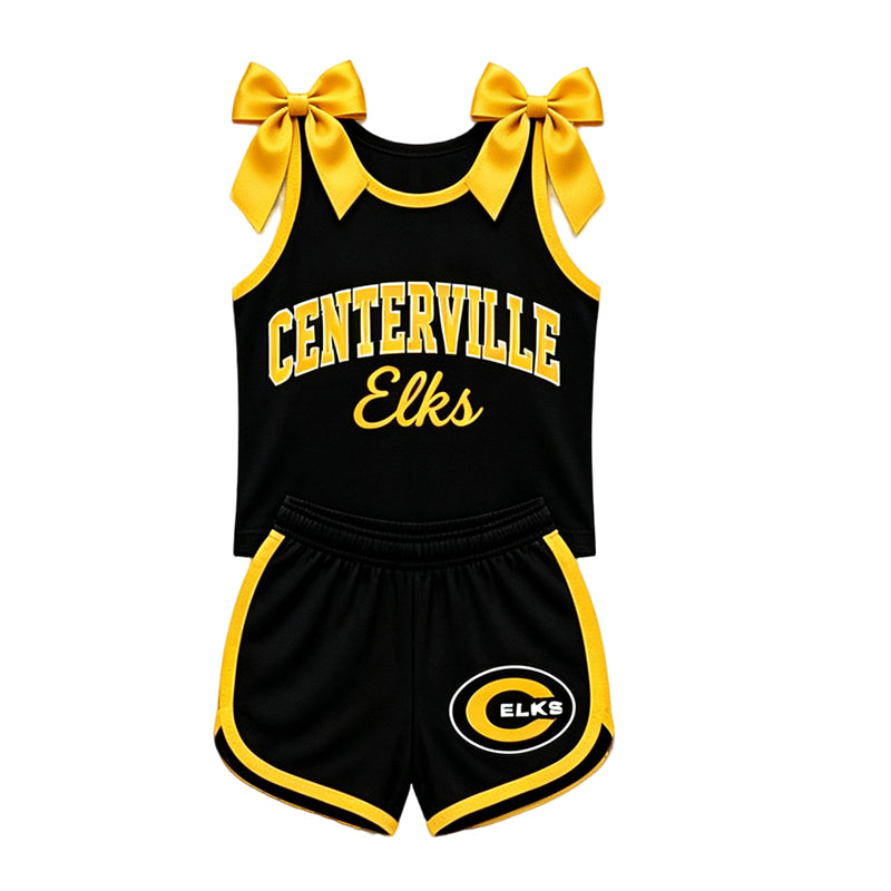 (Custom Design Preorder MOQ 5) Teams Centerville Elks Bows Vest Top Shorts Mommy and Me Summer Yoga Clothes Set