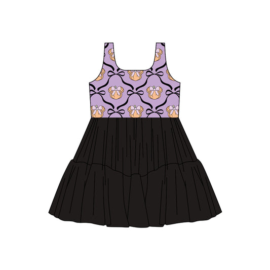 (Custom Design Preorder MOQ 5) Pumpkin Bows Girls Sleeveless Fall Tulle Dress