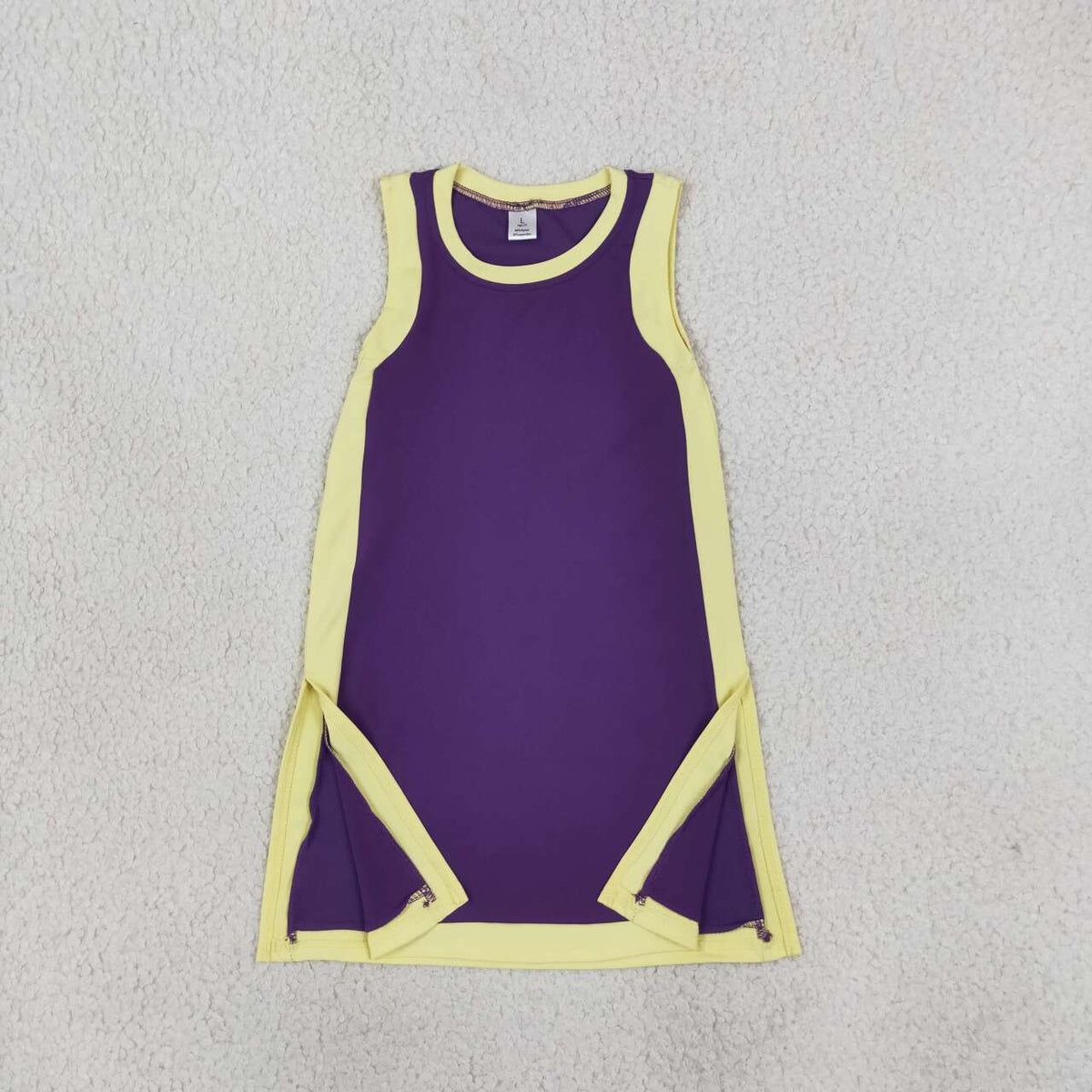 GSD4253 Purple With Yellow Active Girls Sleeveless Yoga Dress