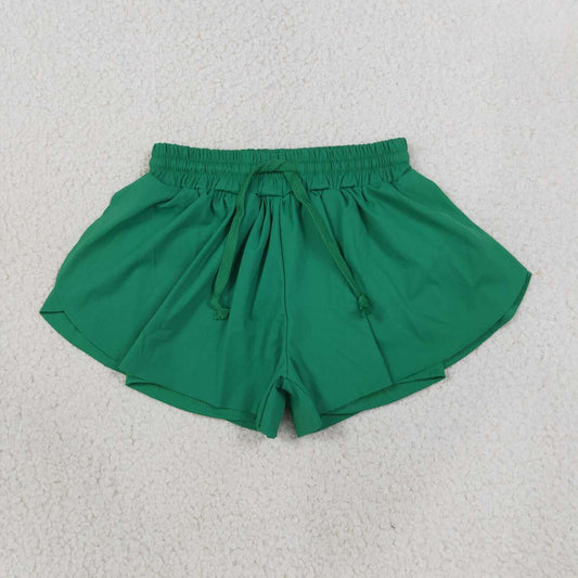 SS0938 Green Active Girls Summer Bottom Yoga Flutter Shorts
