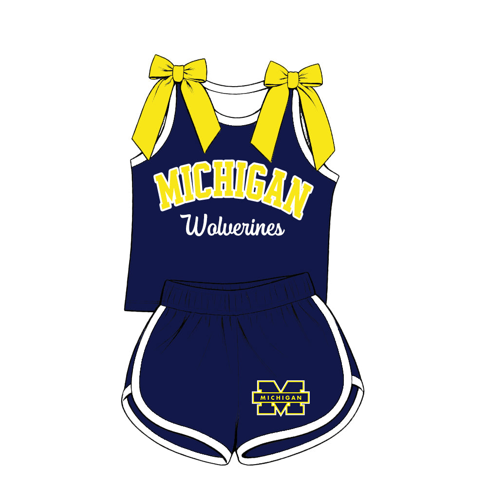 (Custom Design Preorder MOQ 5) Sport Teams  Michigan Purple Tank Top with Shorts Outfit