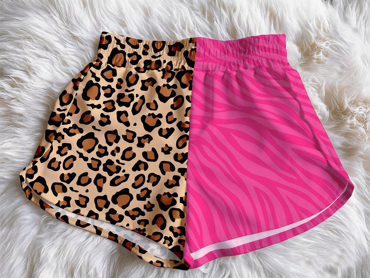 (Custom Design Preorder MOQ 5)  Leopard Pink Print Baby Girls & Woman Summer Bottom Shorts