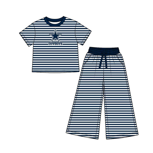 Preorder Custom 5 MOQ Baby Girls SPort Team Striped Outfit