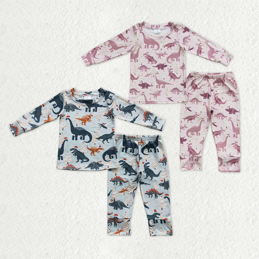 Sibling Baby BOys Girls Christmas Dinosaurs Pajamama Set