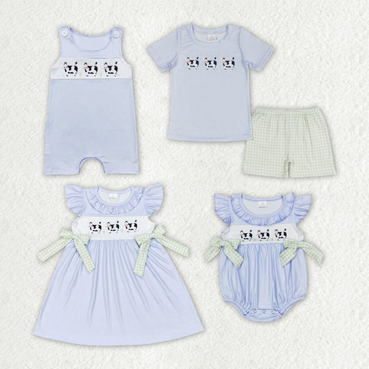 Baby Girls Boys Cows Western Sibling Dresses Rompers Sets