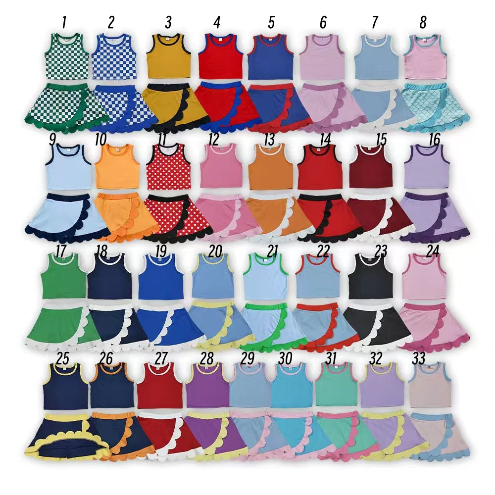 Sibling Baby Girls Sleeveless Tank With Scallop Skort Active Outfit