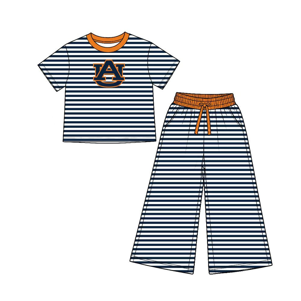 Preorder Custom 5 MOQ Baby Girls SPort Team Striped Outfit