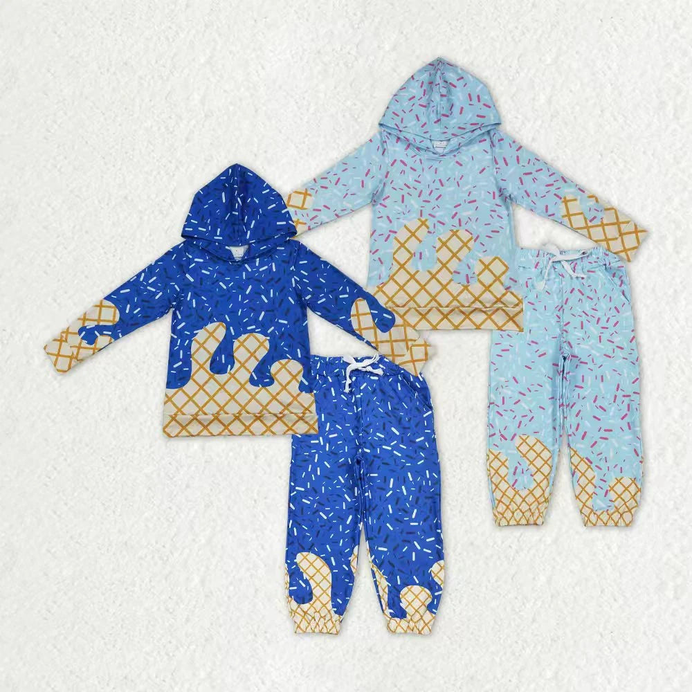 Sibling Baby Boys Blue Sprinkles Drip Hoodie Top Jogger Outfit