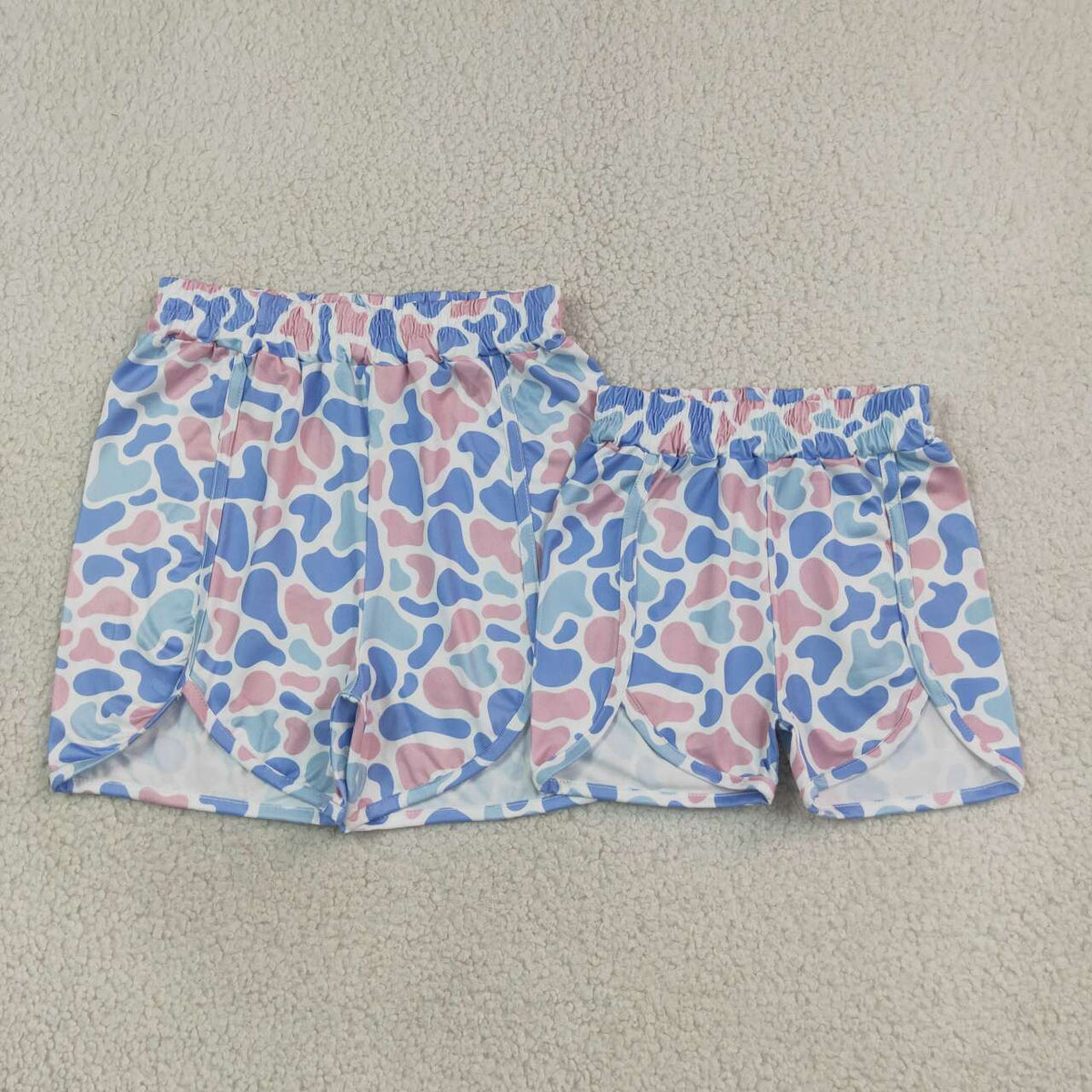 Mommy and Me Bottom Blue Pink Camo Shorts Sibling Wear