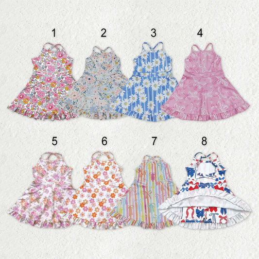 Sibling Baby Girls Straps Sports Wear Yoga Athletic Knee Length Dresses