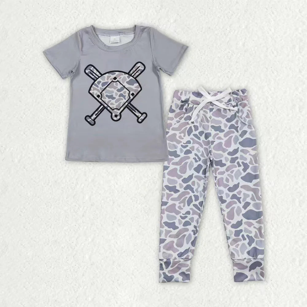 Sibling Baby Boys Southern Camo Baseballs Top Legging Jogger Pants Outfit