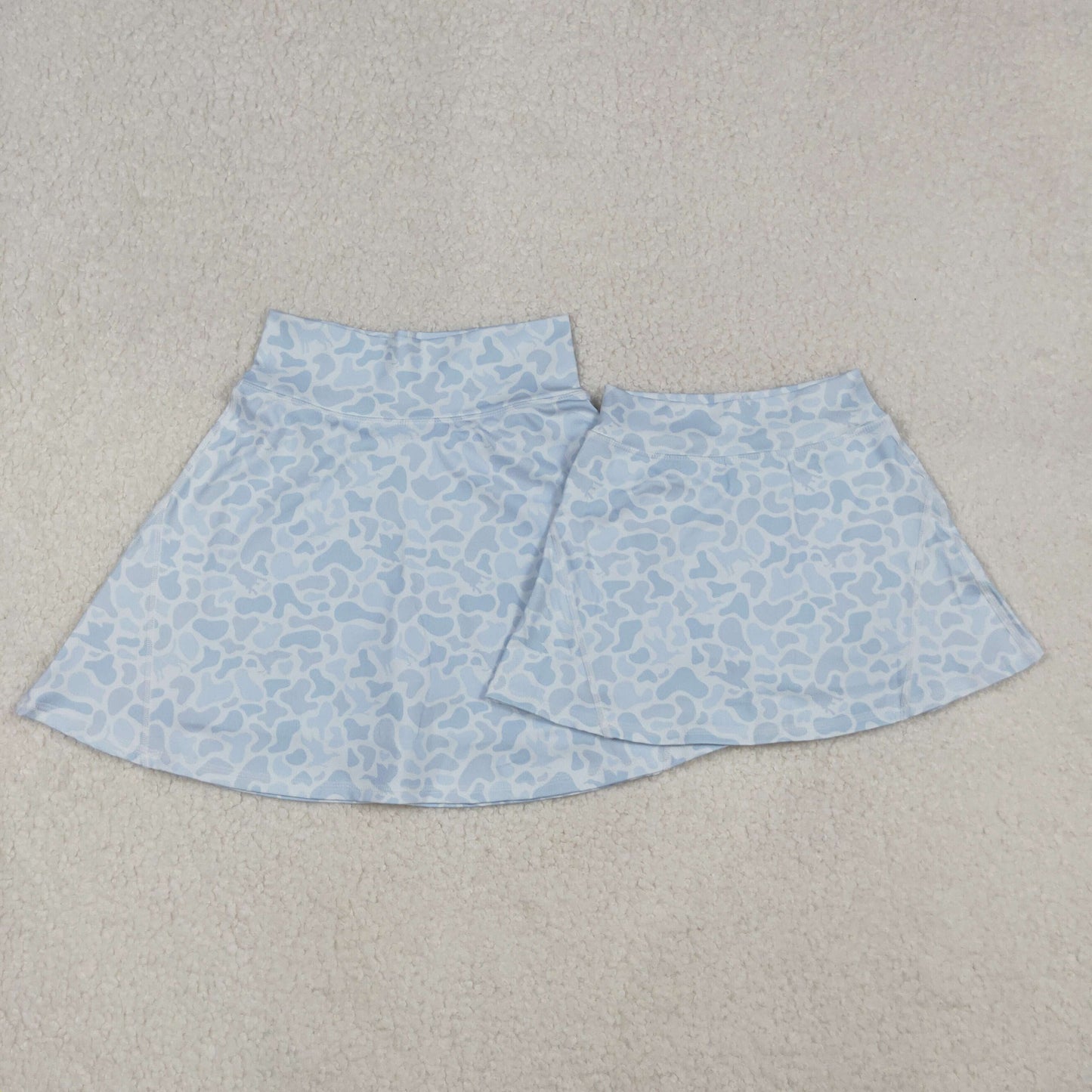 Mama and Me Adult Women Girls Light Grey Camo Yoga Active Skirt Shorts Bottoms