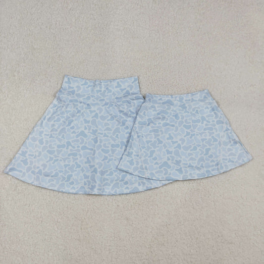 Mama and Me Adult Women Girls Light Grey Camo Yoga Active Skirt Shorts Bottoms