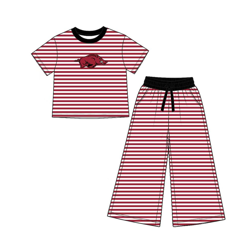 Preorder Custom 5 MOQ Baby Girls SPort Team Striped Outfit