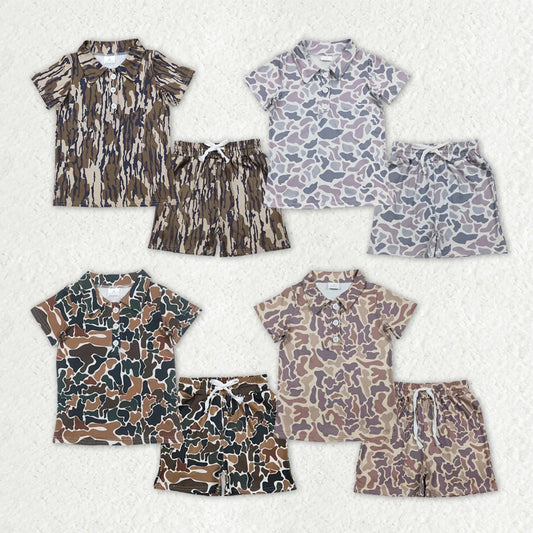 Sibling Baby Boys Camo Short Sleee Shirt Top with Shorts Outfit