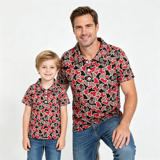 Matching Father & Son Polo Shirts - Sport Team Georgia Camo Short Sleeve Top