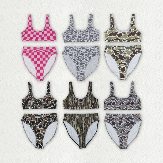 Adult Women Western Camouflage Top Bummies 2pcs Bikini Swimsuits Sets