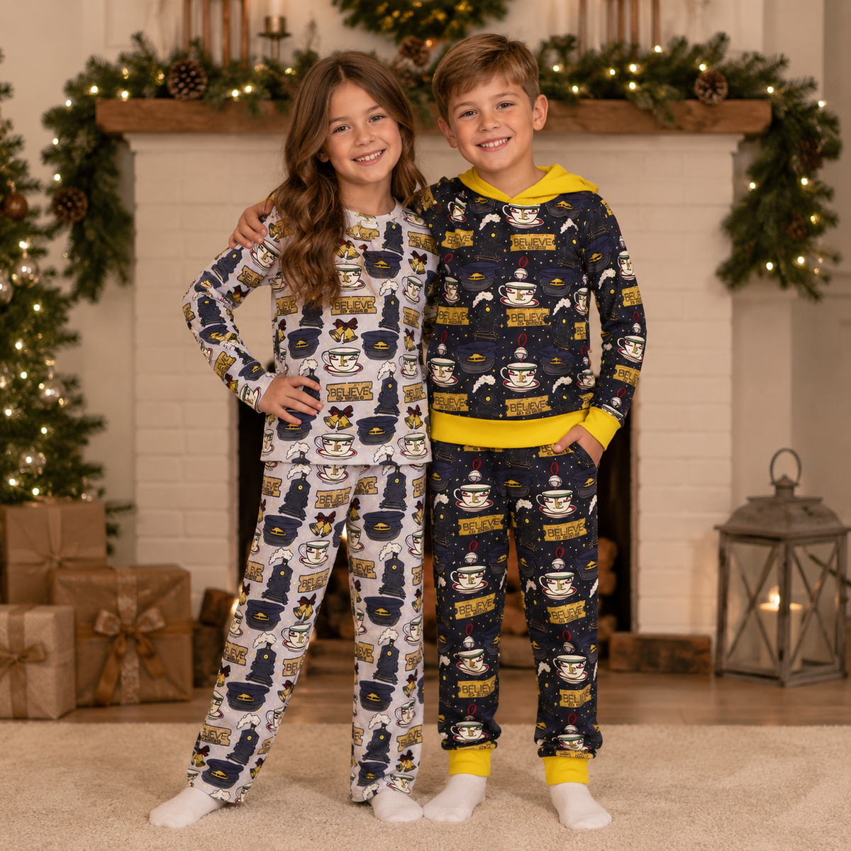 Sibling Baby Girls  Film Characters Train Believe in Jesus Outfit