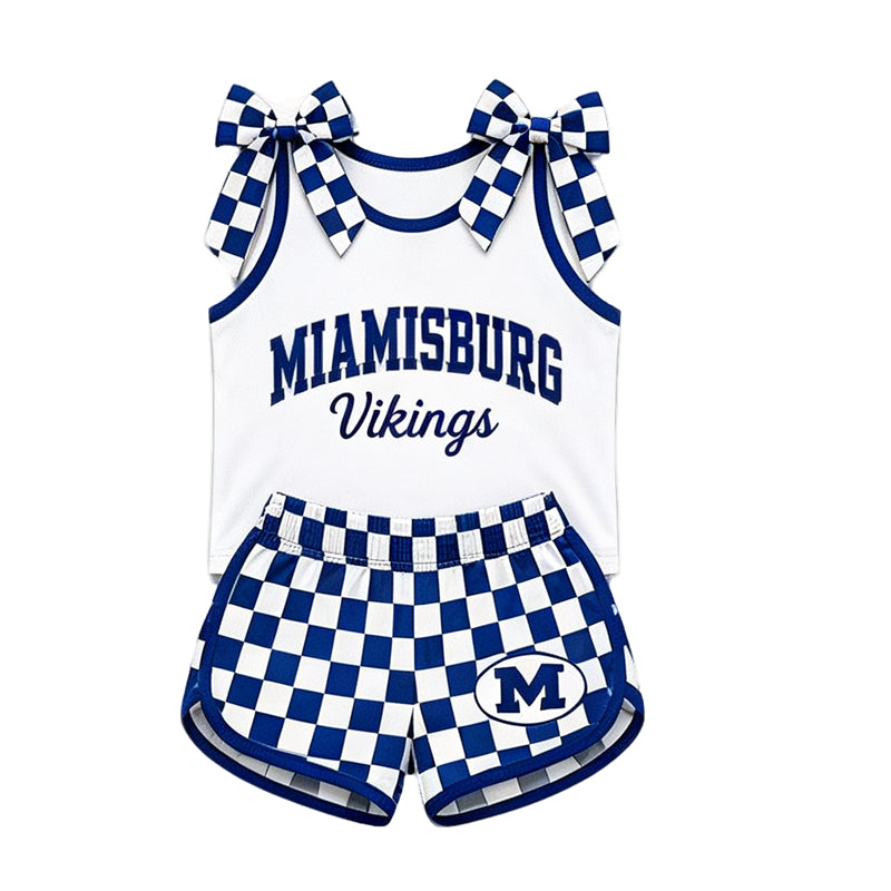 (Custom Design Preorder MOQ 5) Teams Miamisburg Vikings Bows Vest Top Shorts Mommy and Me Summer Yoga Clothes Set
