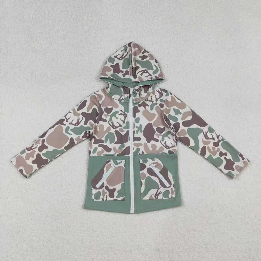 Sibling Baby Boys Hunting Deer Camo Pajama Set Zipper Romper Hoodie Top