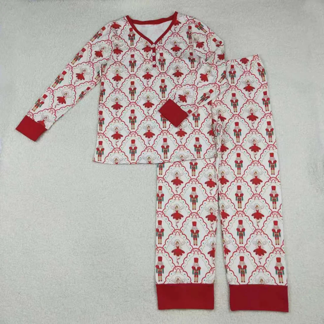 Sibling Baby Girls Bows Soldiers Dancers Checked Pant Christmas Pajamas Sets Zipper Rompers