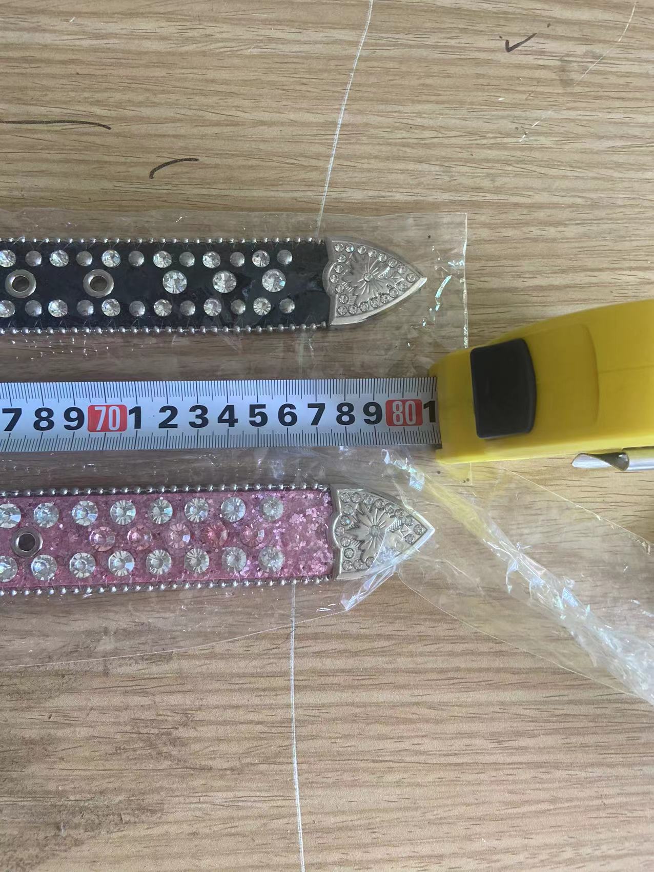 Rhinestones black cross belt for pants 31.5inches    GB0005