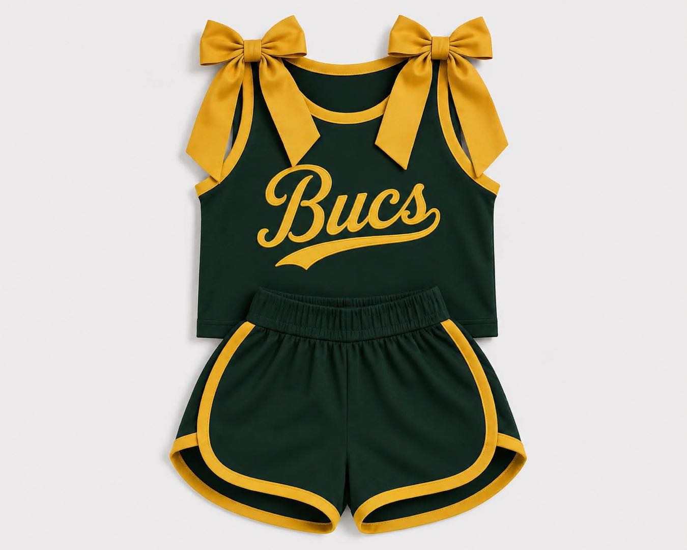 (Custom Design Preorder MOQ 5) Teams Bucs Bows Vest Top Shorts Mommy and Me Summer Clothes Set