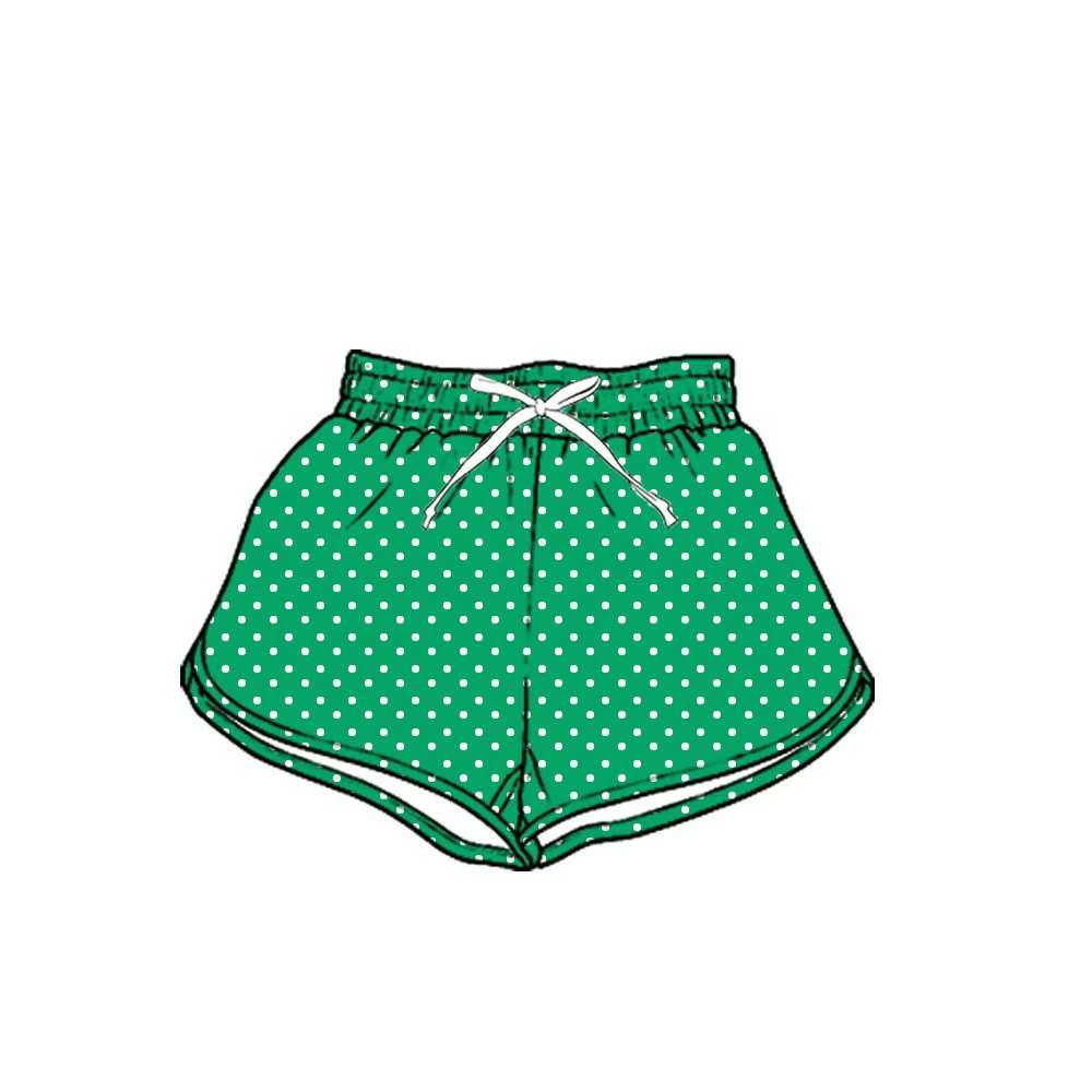 (Custom Design Preorder MOQ 5) Teams Green Polka’d Dots Print Girls & Women Sports Bottom Shorts