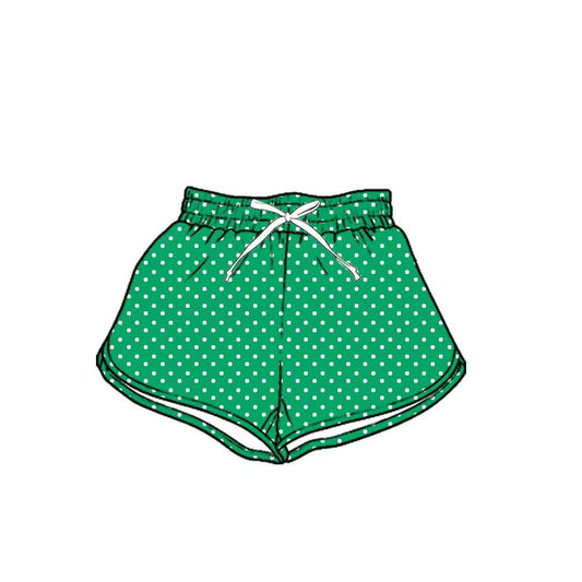 (Custom Design Preorder MOQ 5) Teams Green Polka’d Dots Print Girls & Women Sports Bottom Shorts