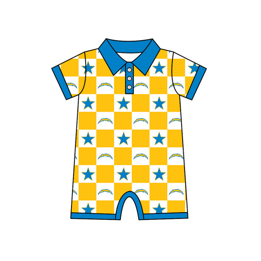 (Custom Design Preorder MOQ 5 Each Item) Teams Los Angeles Chargers Yellow Plaid Print Kids Clothes Sibling & Family Matching Styles