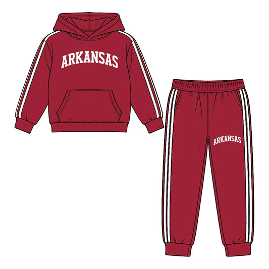 Preorder( 5  MOQ) Baby Girls Arkansas Hoodie Top Jogger Pants Outfit