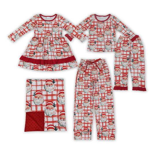 Santa Checkered Print Family Christmas Pajamas Styles