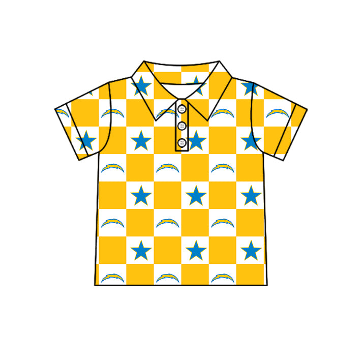 (Custom Design Preorder MOQ 5 Each Item) Teams Los Angeles Chargers Yellow Plaid Print Kids Clothes Sibling & Family Matching Styles