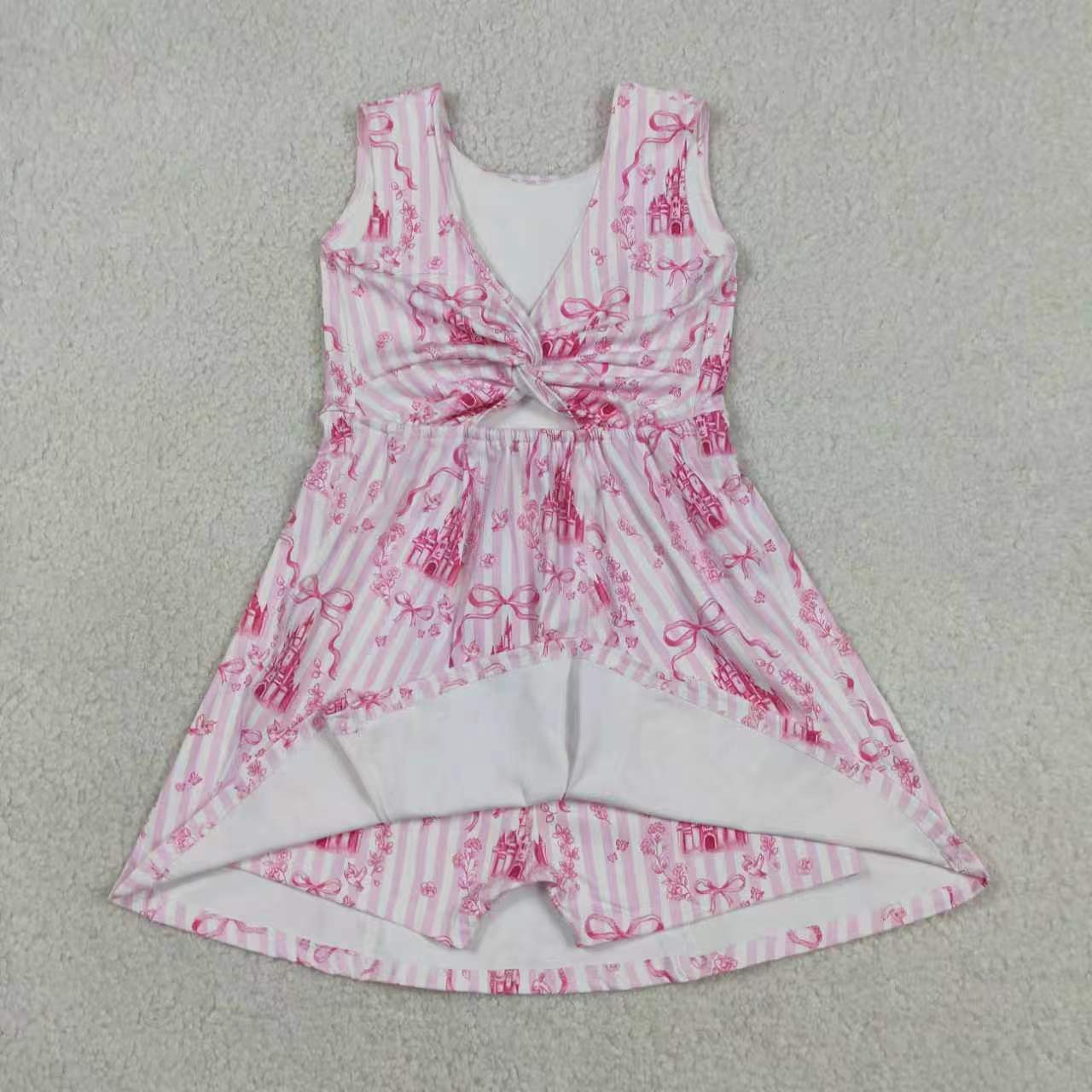 Toddler Girls Sibling Pink Castle Sleeveless Crop Top & Skort Set Summer Activewear