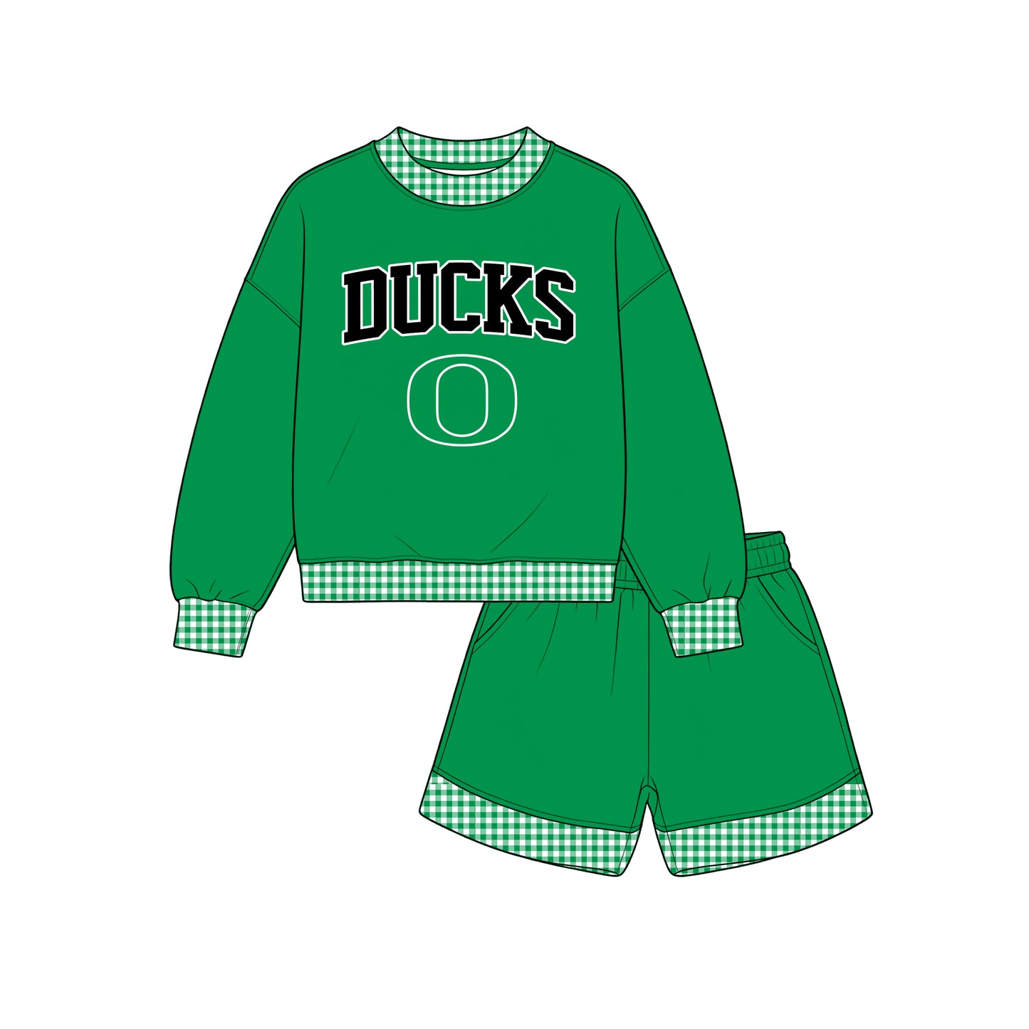(Custom Design Preorder MOQ 5 ) Kids Girls Buf Aloes Green Top with Shorts Outfit