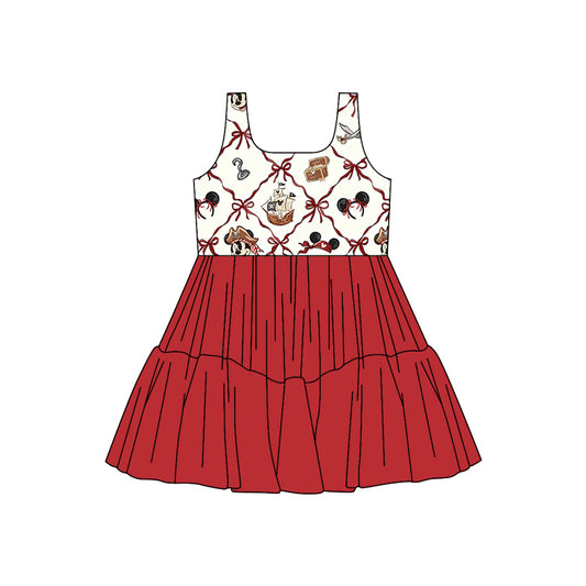 (Custom Design Preorder MOQ 5) Cartoon Mouse Bows Girls Sleeveless Tulle Dress