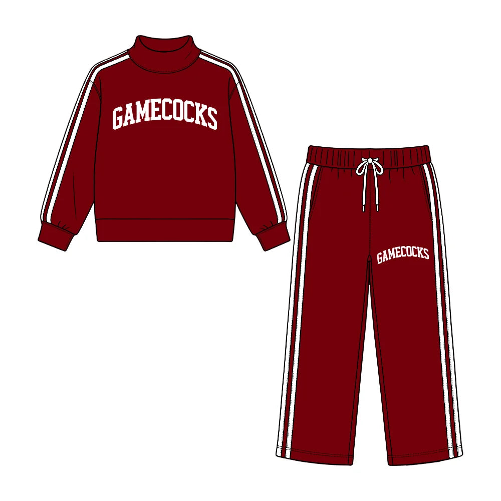 Preorder( 5  MOQ) Baby Girls Gamecocks Mock Neck Top Wide Leg Pants Outfit