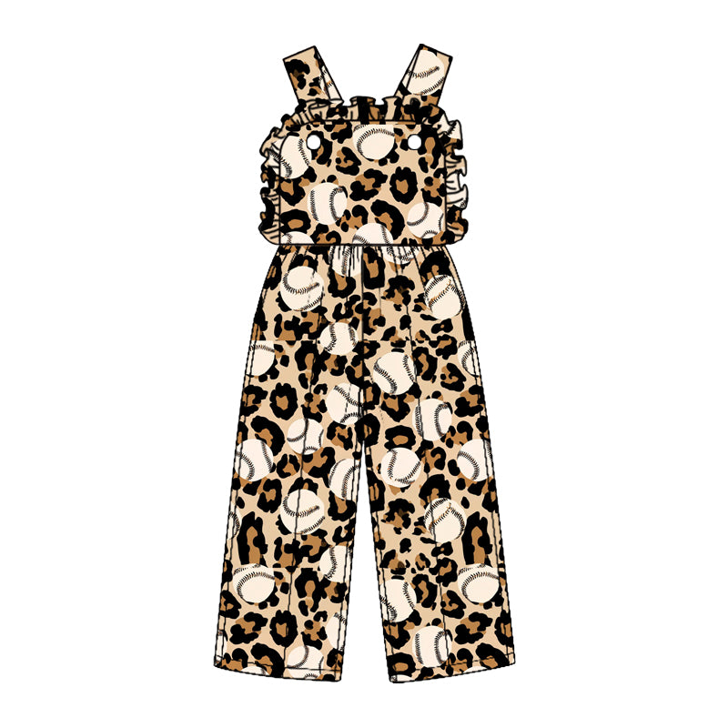 (Custom Design Preorder MOQ 5 Each) Baseball Leopard Print Girls Clothes Set Sisters Wear