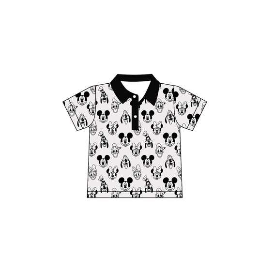 (Custom Design Preorder MOQ 5)  Cartoon Mouse Print Baby Boys Polo Summer Tee Shirts Top