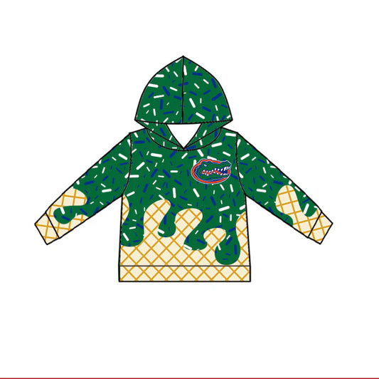(Custom Design Preorder MOQ 5) Baby Boys Green Drip Sprinkles Florida Gators Team Hoodies Top
