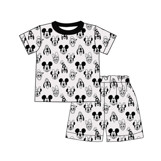 (Custom Design Preorder MOQ 5)  Cartoon Mouse Shorts Baby Boys Summer Outfits