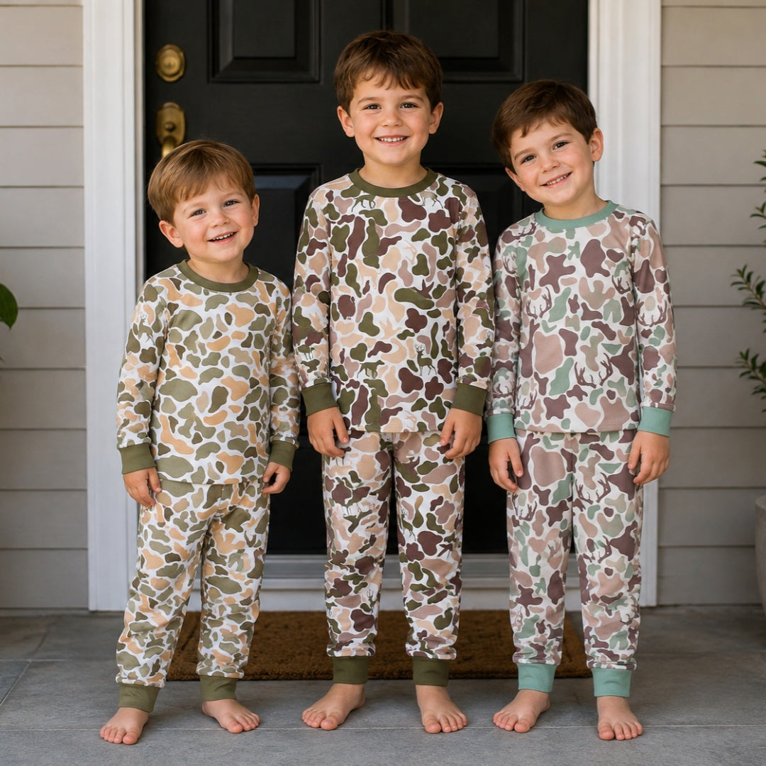 Sibling Baby Boys Hunting Camo Long Sleeve Soft Pajama Set