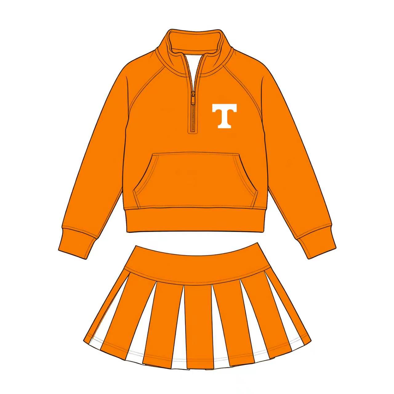 Sibling Baby Girls Sport Team Long Sleeve Pullover Top With Skort Outfit