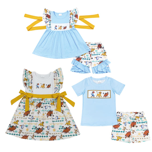 Sibling Baby Girls Cartoon Lion Outfit Dress Boys Outfit