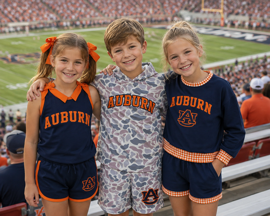 Sibling Football Team Auburn Matching Shorts Outfit