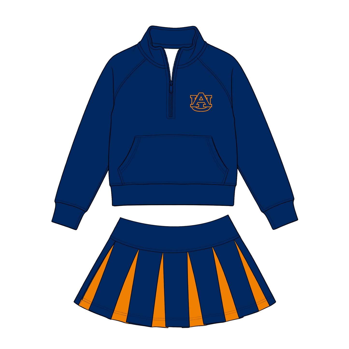 Sibling Baby Girls Sport Team Long Sleeve Pullover Top With Skort Outfit