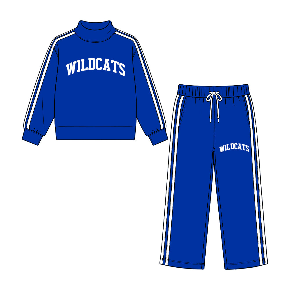 (Custom Design Preorder MOQ 5 Each)Teams Print Long Sleeve Mock Neck Top Pockets Pants Girls Clothes Set Sisters Wear