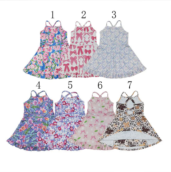 Sibling Baby Girls Straps Sports Wear Yoga Athletic Knee Length Dresses